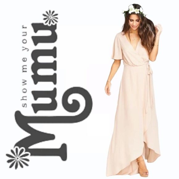 Show Me Your MuMu Sophia Wrap Dress Dusty Blush NWT SMYM Size Small bridesmaid - Picture 1 of 8